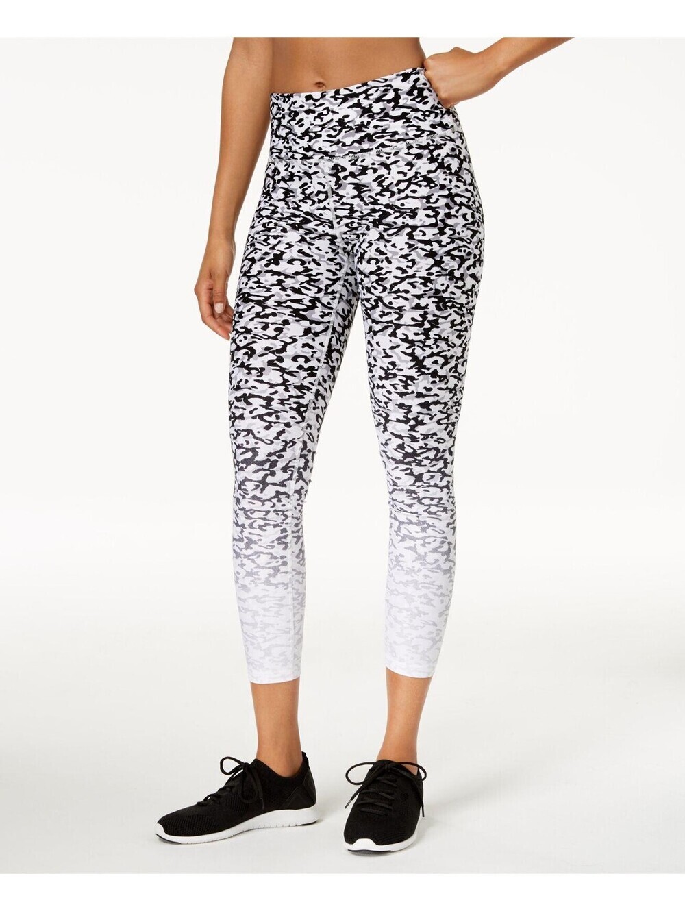 Calvin Klein Womens Ombré Lynx-Print High-Rise Cropped Leggings Size XS